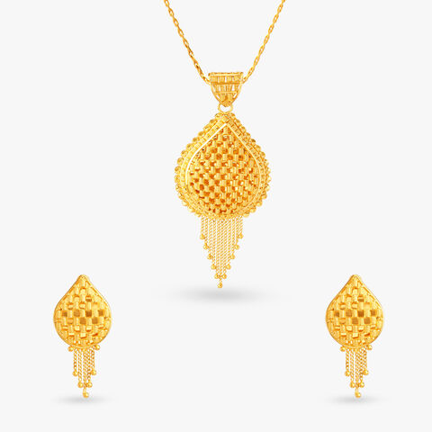 Ethereal Gold Pendant and Earrings Set