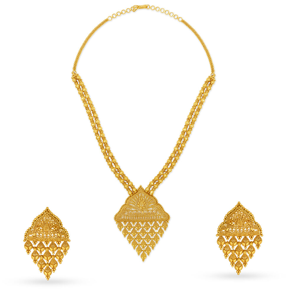 Buy Dogri Moissanite Gold Plated Silver Necklace | Paksha - Paksha India