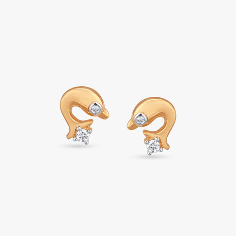Dolphin Dance Diamond Stud Earrings For Kids