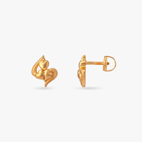 Intertwined Hearts Gold Stud Earrings
