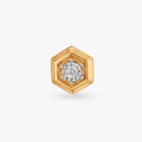 Modern Hex Diamond Stud Earrings