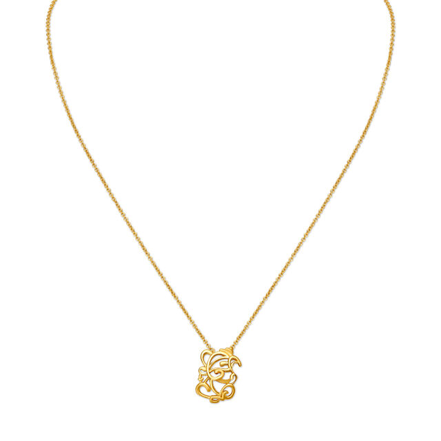 Ganesha Silhouette Pendant with Chain,,hi-res image number null