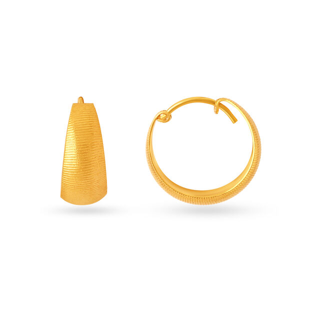 22 KT Yellow Gold Brilliant Broad Hoop Earrings,,hi-res image number null