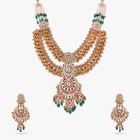 Beaded Grandeur Gold Necklace Set