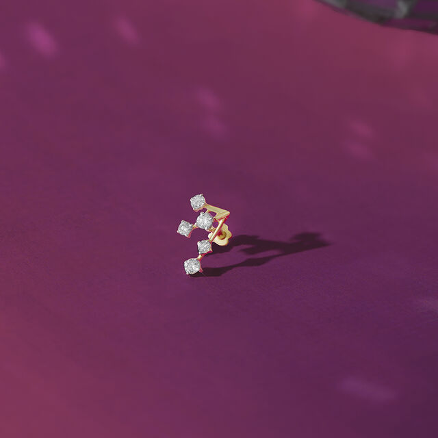 Dancing Beam Gold Diamond Nose Pin