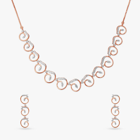 Swirl Charm Diamond Necklace Set