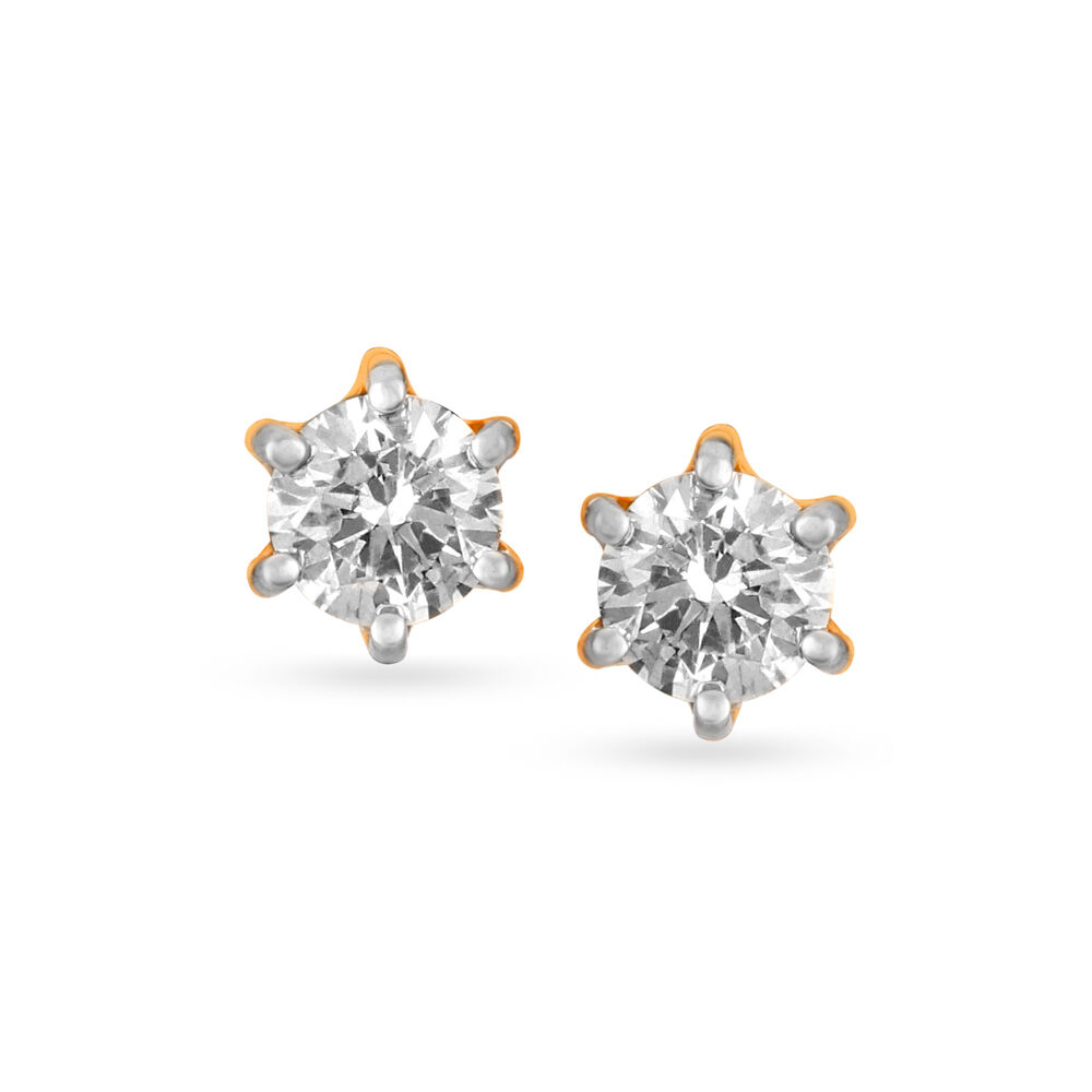 Contemporary Bud Shaped Single Stone Diamond Stud Earrings