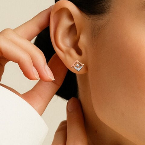 Chic Angles Diamond Stud Earrings