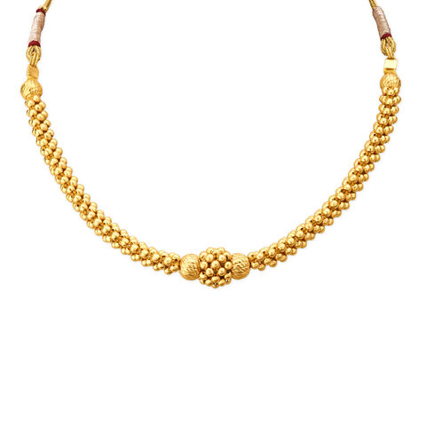 Striking Yellow Gold Beaded Necklace and Earrings Set