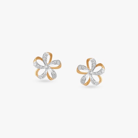Blooming Floral Traditional Diamond Stud Earrings