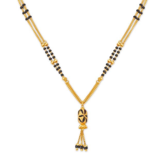 Dual Chain Floral Motif Gold Mangalsutra