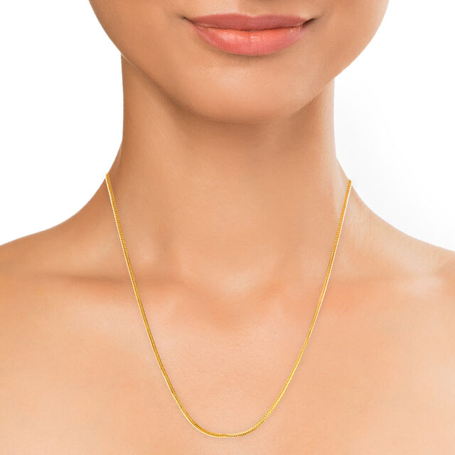 18KT Yellow Gold Glossy Ridged Gold Chain,,hi-res image number null