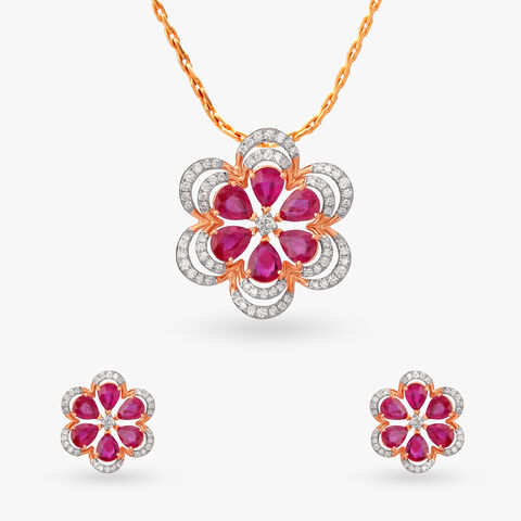 Opulent Diamond Pendant and Earrings Set