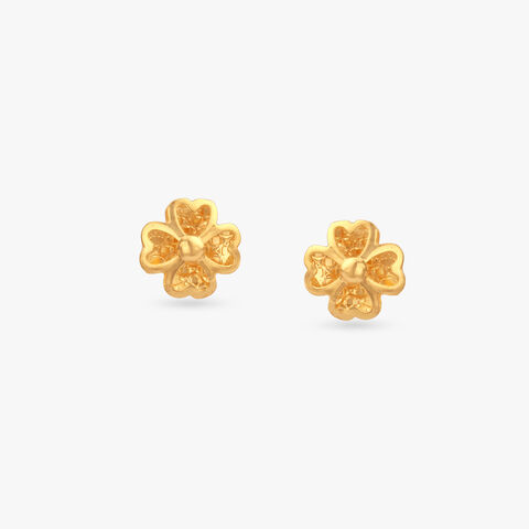Heart Bloom Gold Stud Earrings for Kids