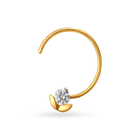 Flowerbud Gold and Diamond Nose Pin