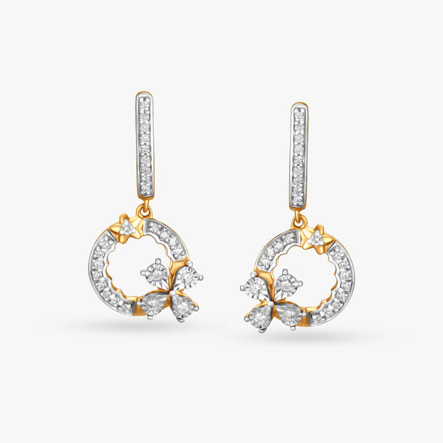 Eclectic Contemporary Diamond Drop Earrings,,hi-res image number null