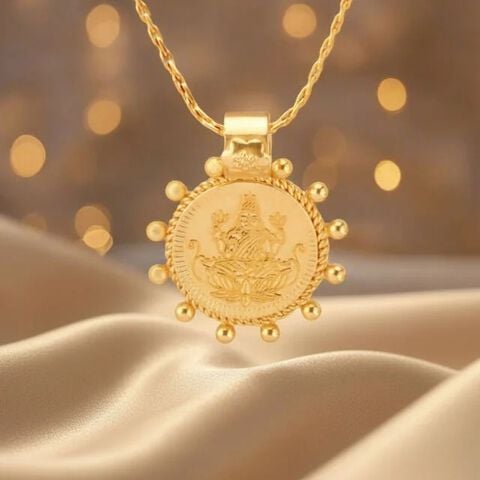 Divine Goddess Lakshmi Religious Gold Coin Pendant