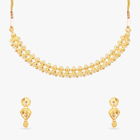 Marigold Garland Gold Necklace Set