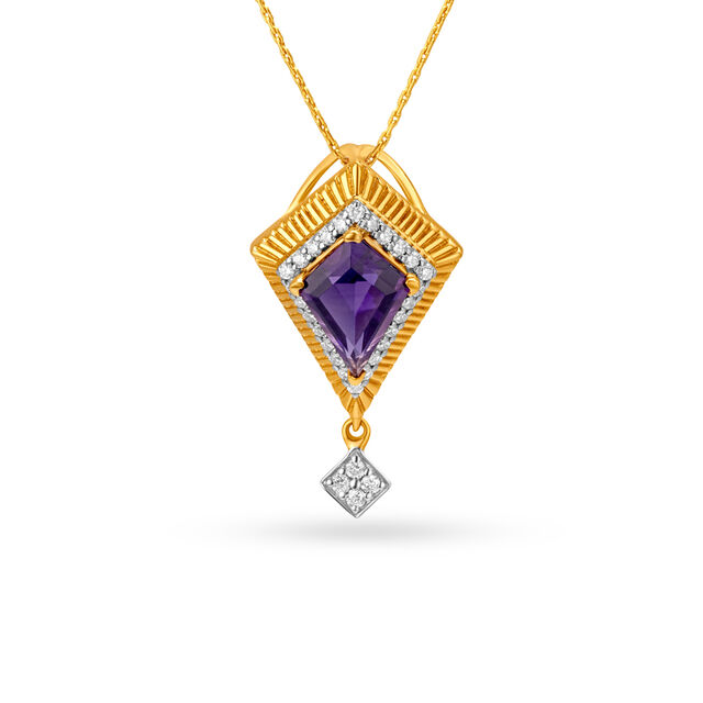 Amethyst Studded Makar Sakranti Diamond Pendant,,hi-res image number null
