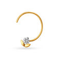 Flowerbud Gold and Diamond Nose Pin,,hi-res image number null