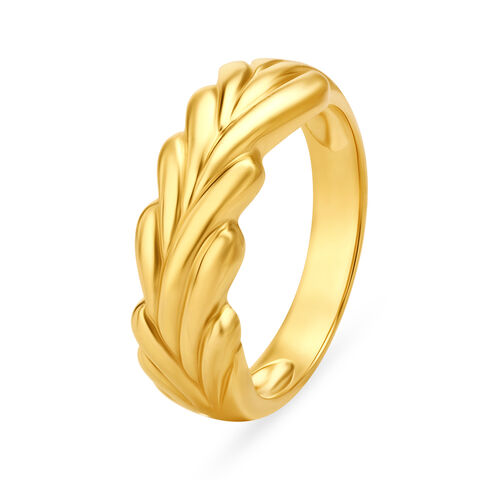Classic 22 Karat Yellow Gold Leaf Patterned Finger Ring