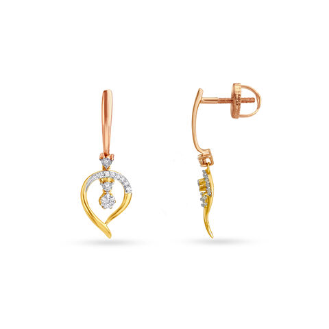 Dainty Leaf Diamond Hoop Earrings