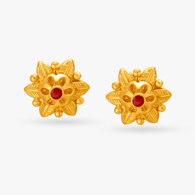 Traditional Floral Gold Jhumka Earrings,,hi-res image number null