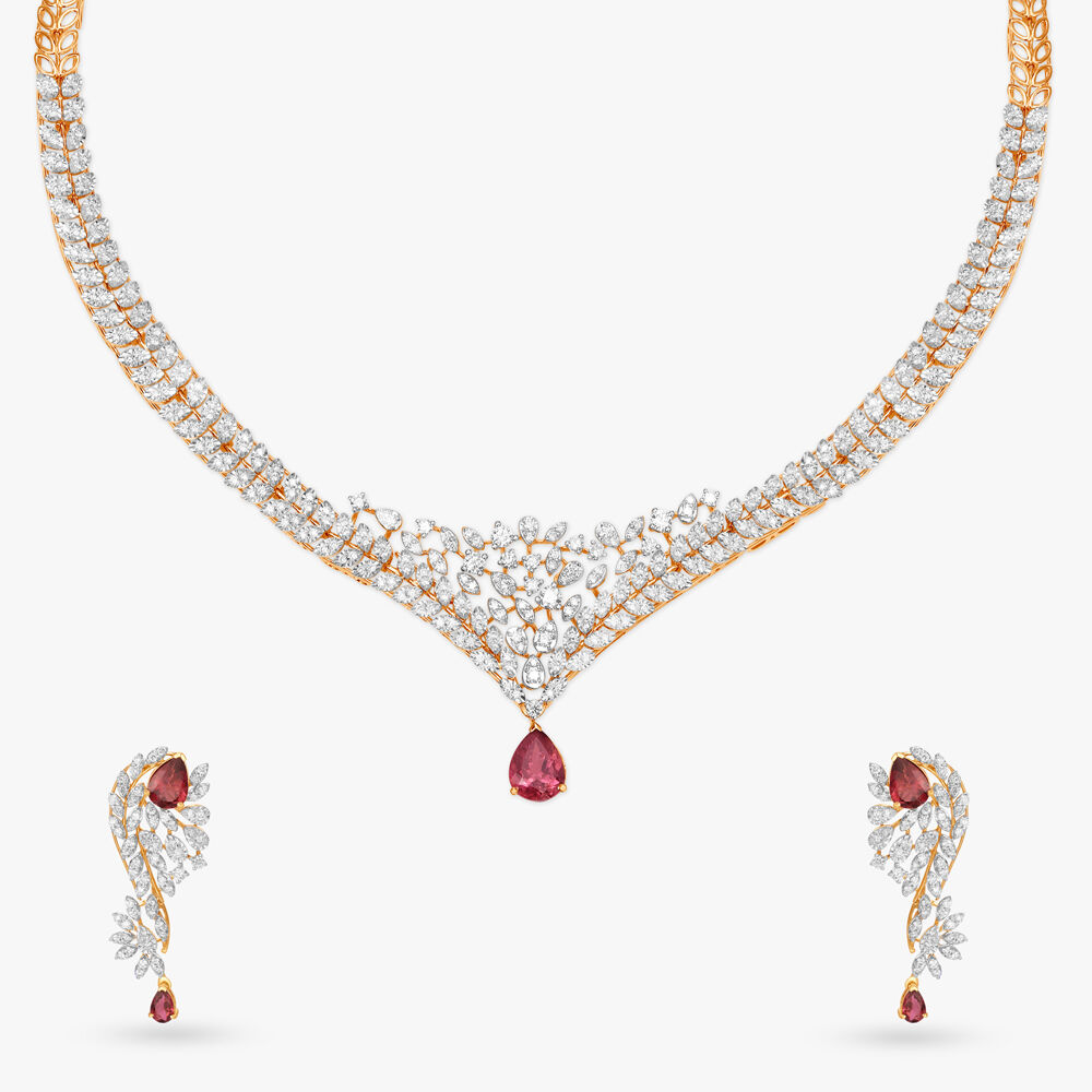 Epitome of Grace Natural diamond Necklace Set Tanishq Online Store