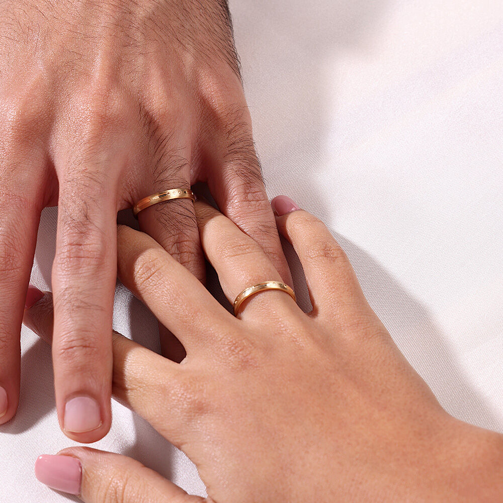You I Band 18KT Gold Couple Ring Single Piece