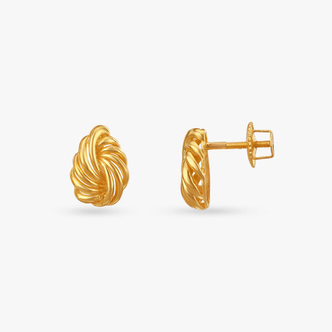 Curved Spiral Gold Stud Earrings