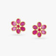 Shimmering Ruby Sunflower Pendant with Chain and Earrings Set,,hi-res image number null