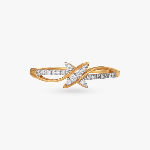 Crossing Star Diamond Finger Ring