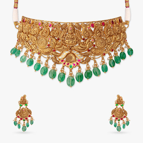 Temple Gold Choker Necklace Set