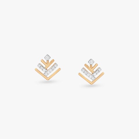 Arrow Stack Diamond Stud Earrings