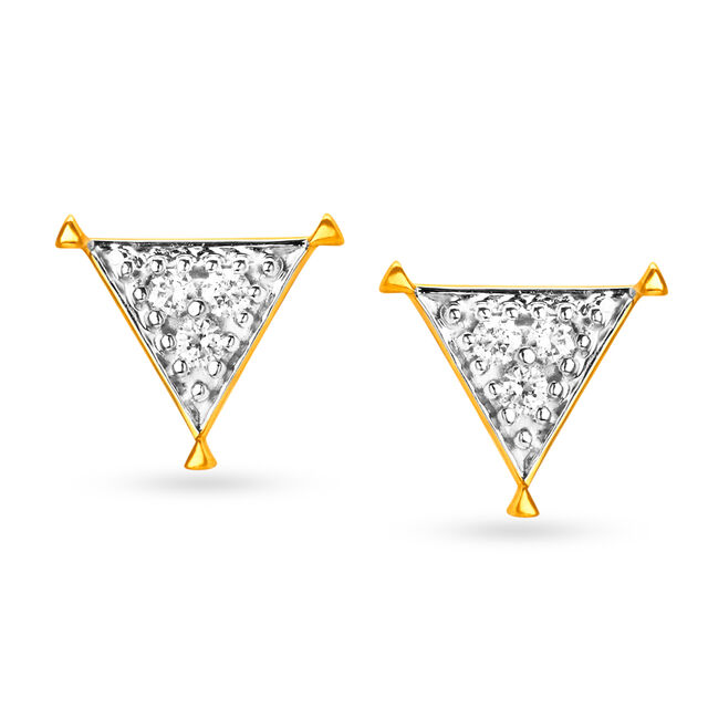 Triangular Geometric Diamond Stud Earrings,,hi-res image number null