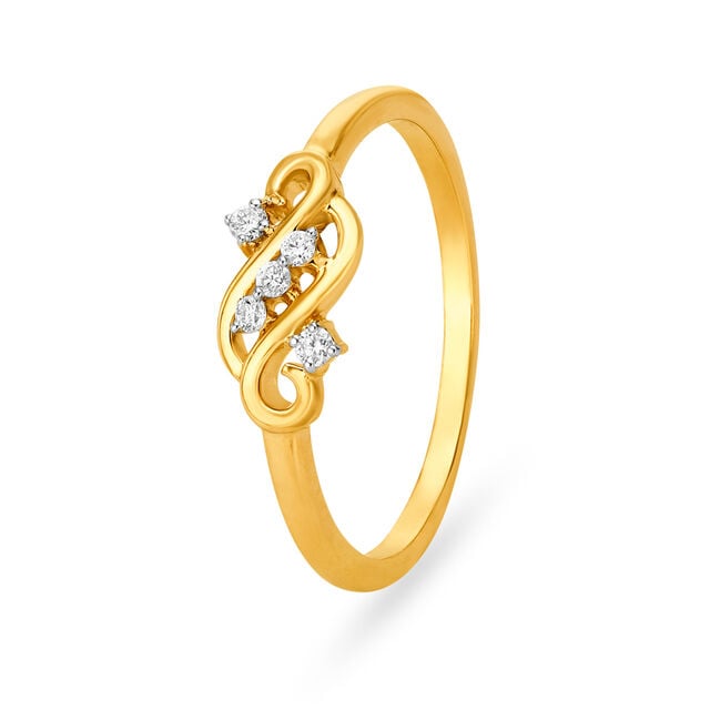 Gorgeous 18 Karat Yellow Gold And Diamond Intertwine Finger Ring,,hi-res image number null