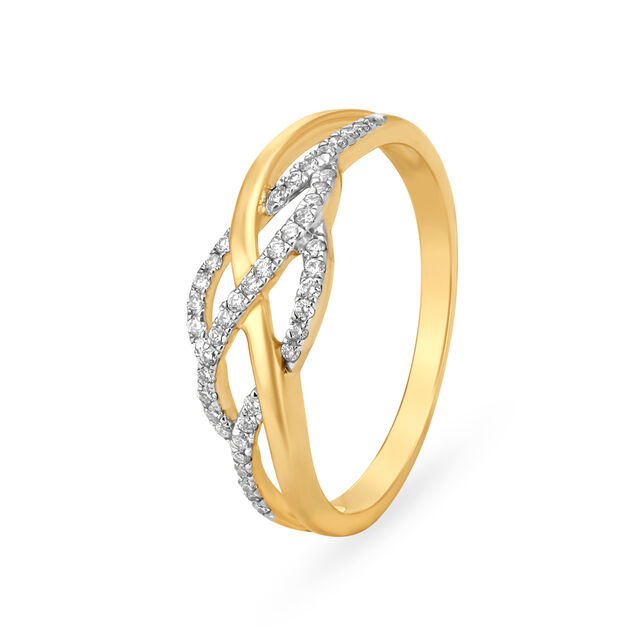 Enchanting 18 Karat Yellow Gold And Diamond Interweaving Finger Ring,,hi-res image number null