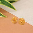 Mystical 22 Karat Yellow Gold Leaf Semicircle Studs,,hi-res image number null