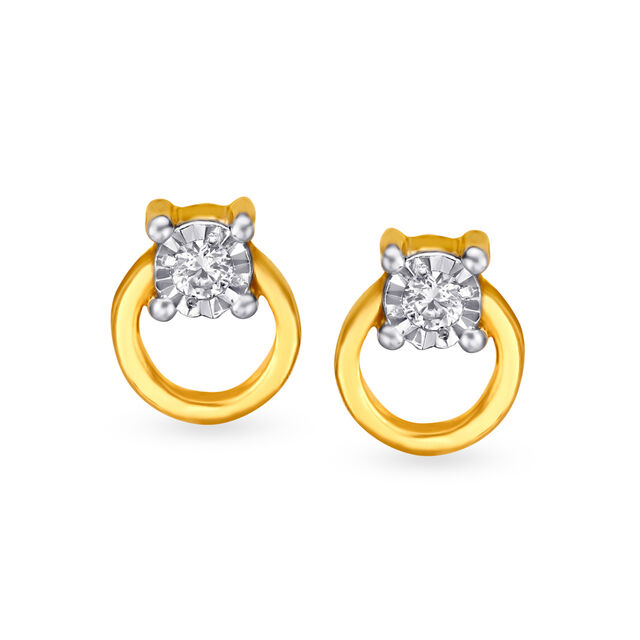 Sublime Single Stone Gold and Diamond Stud Earrings