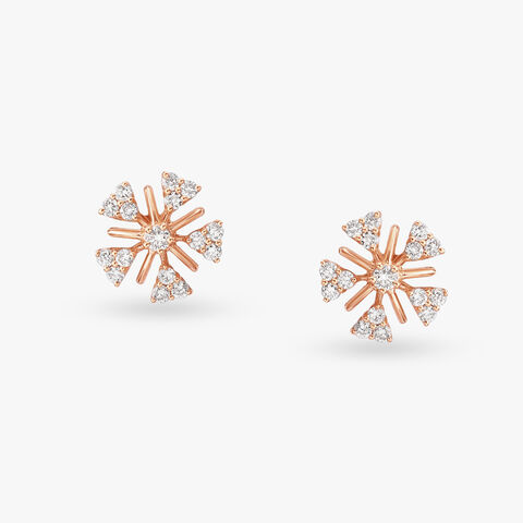 Radiant Flower Diamond Stud Earrings