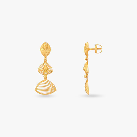 Fan Cascade Gold Drop Earrings