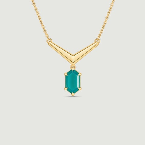 Welcoming Geometric Green Onyx Necklace