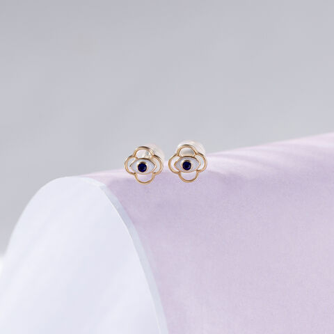 Blossoms Evil Eye Gold Stud Earrings