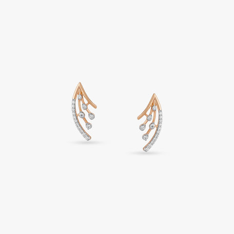 Droplet Stream Diamond Stud Earrings
