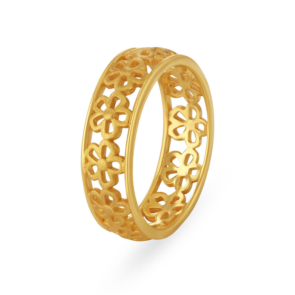 Contemporary Floral Matte Finish Gold Ring