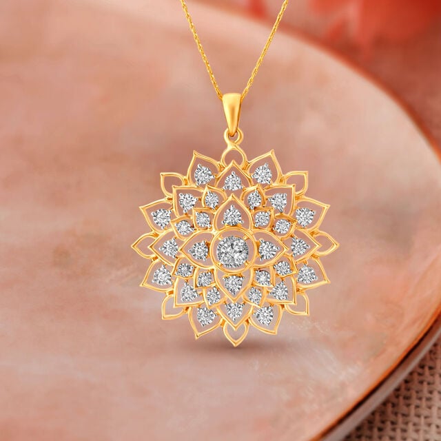 Magnificent Lotus Diamond Pendant