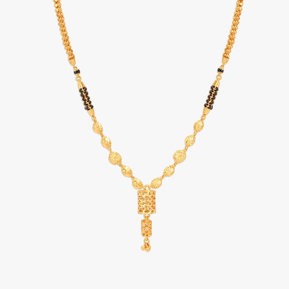 Fancy Cylindrical Design Gold Mangalsutra