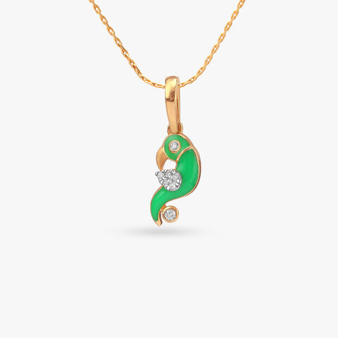 Chirpy Charm Diamond Pendant and Earrings Set for Kids