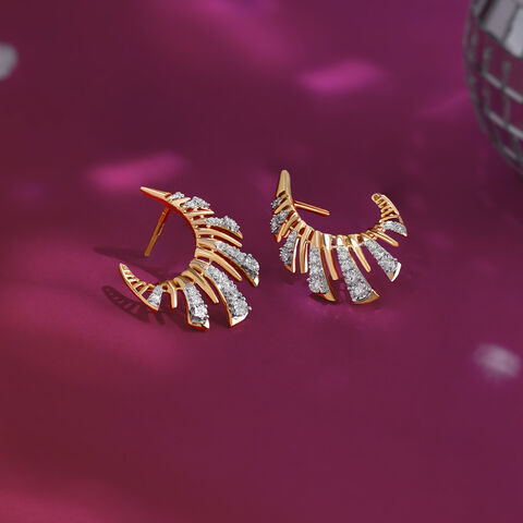 Laser Glam Gold & Diamond Stud Earrings