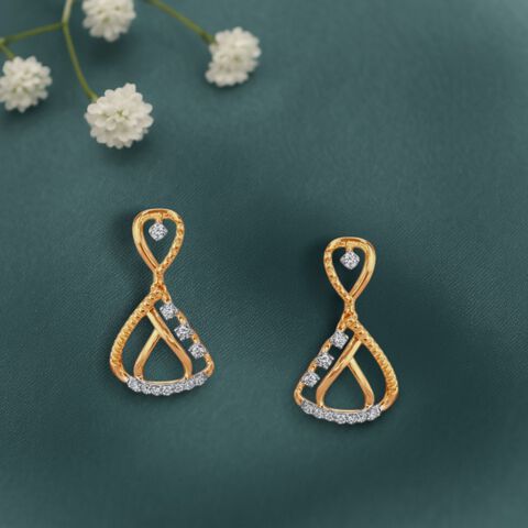 Studded Crossover Diamond Drop Earrings